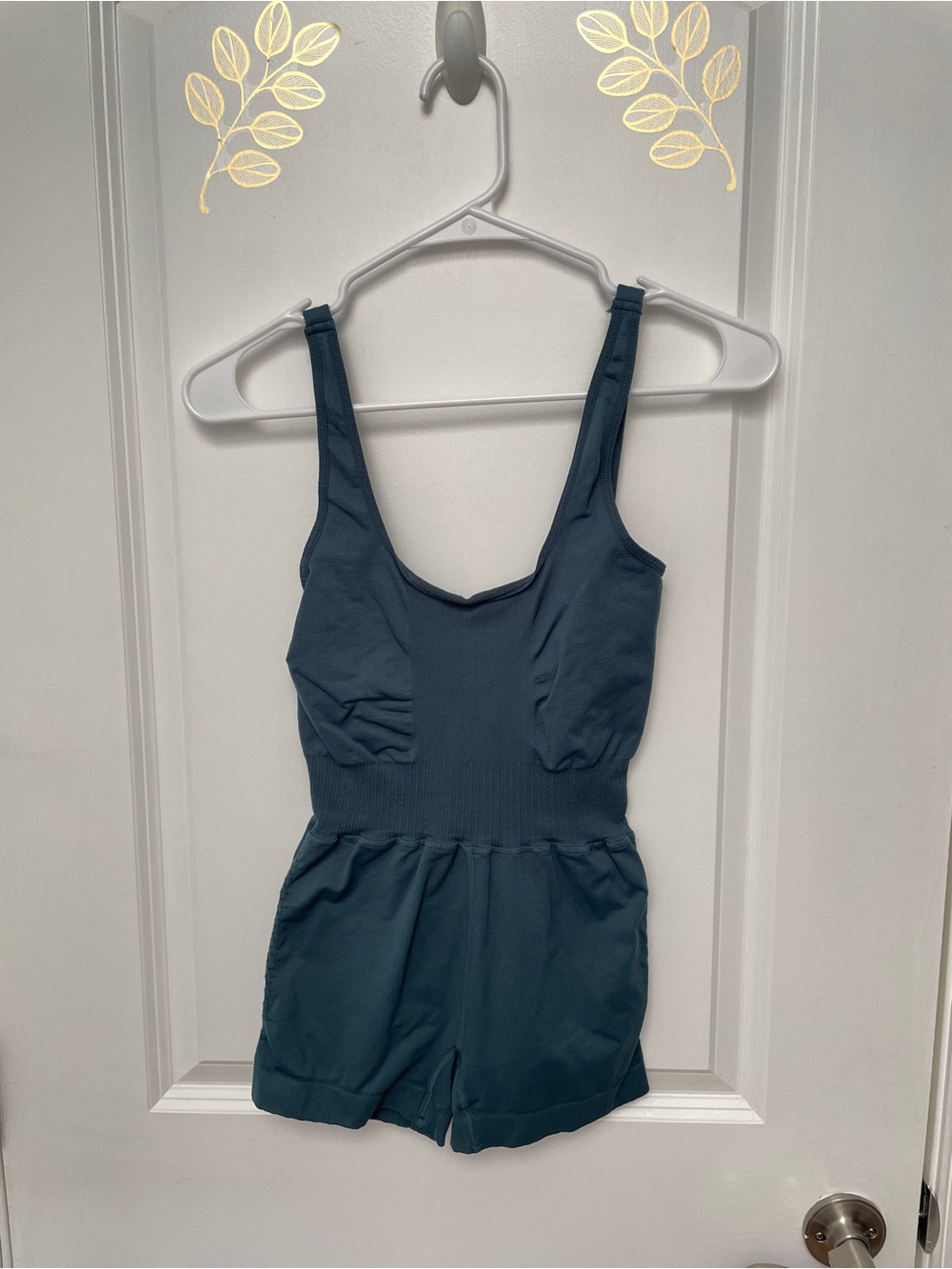 Free people size S good karma runsie Strappy Back Active Romper in Deep Teal - Picture 7 of 12